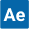 White adobe after effects icon in blue background
