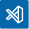 White visual studio code icon blue background